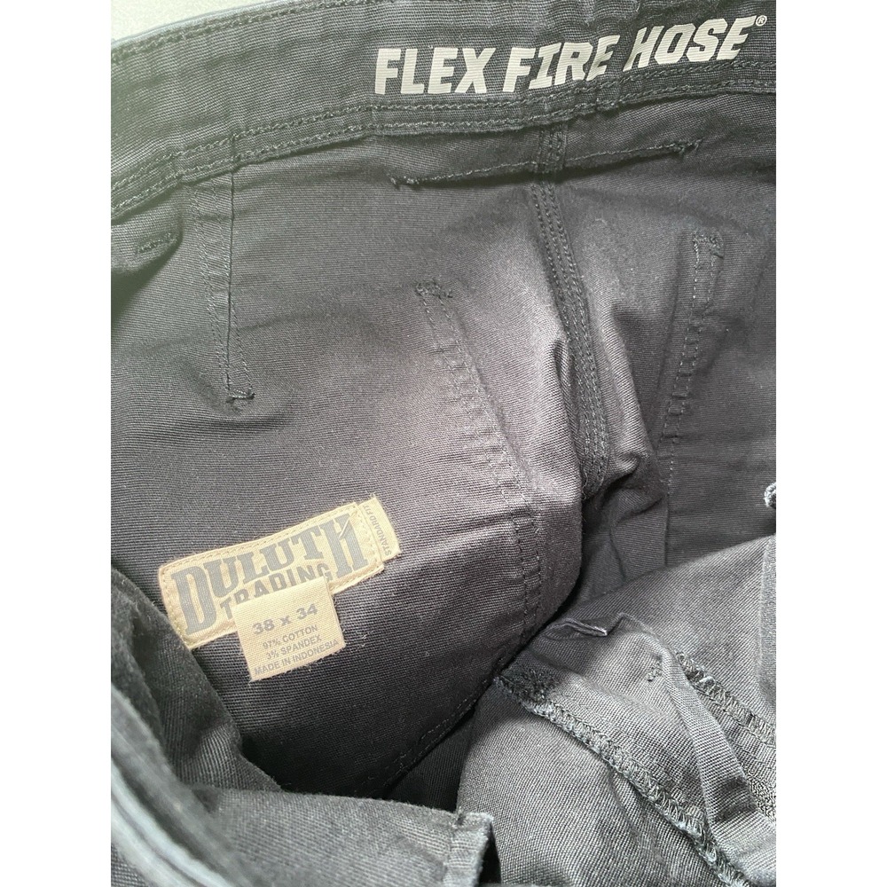 Duluth Trading Mens 38x34 Flex Fire Hose Relaxed Fit Cotton Work Pants Black - Picture 5 of 5